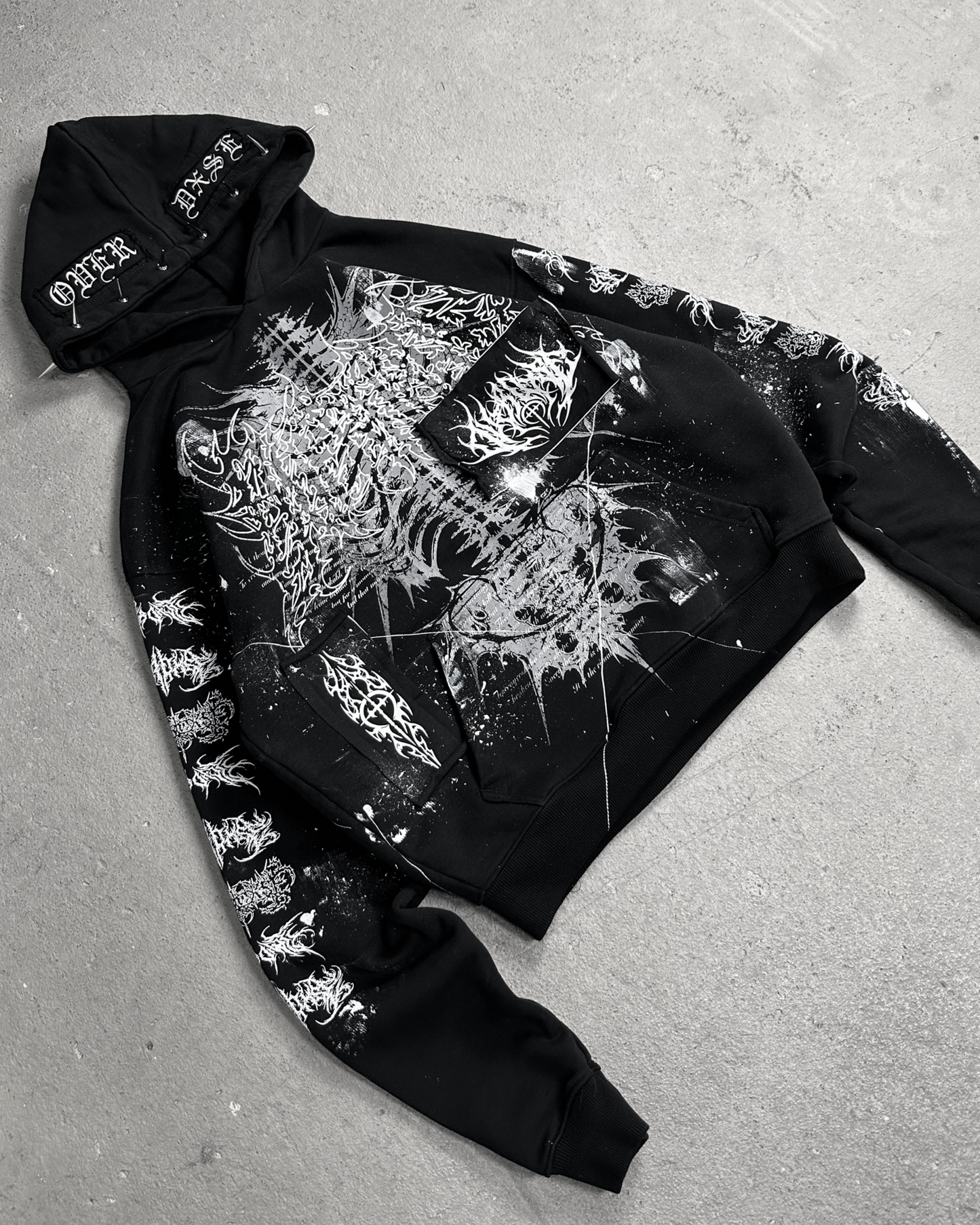 1of1 spiked OVERDXSE HOODIE size L