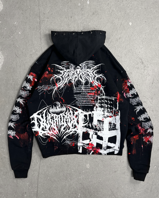 1of1 spiked BLOODY OVERDXSE HOODIE size XXL