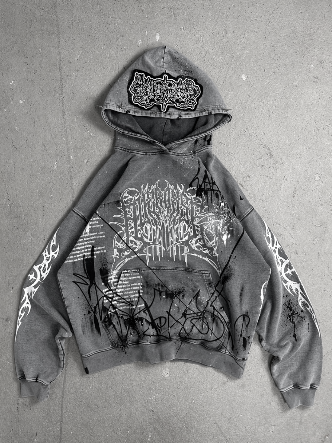1of1 spiked OVERDXSE stone washed HOODIE size XL