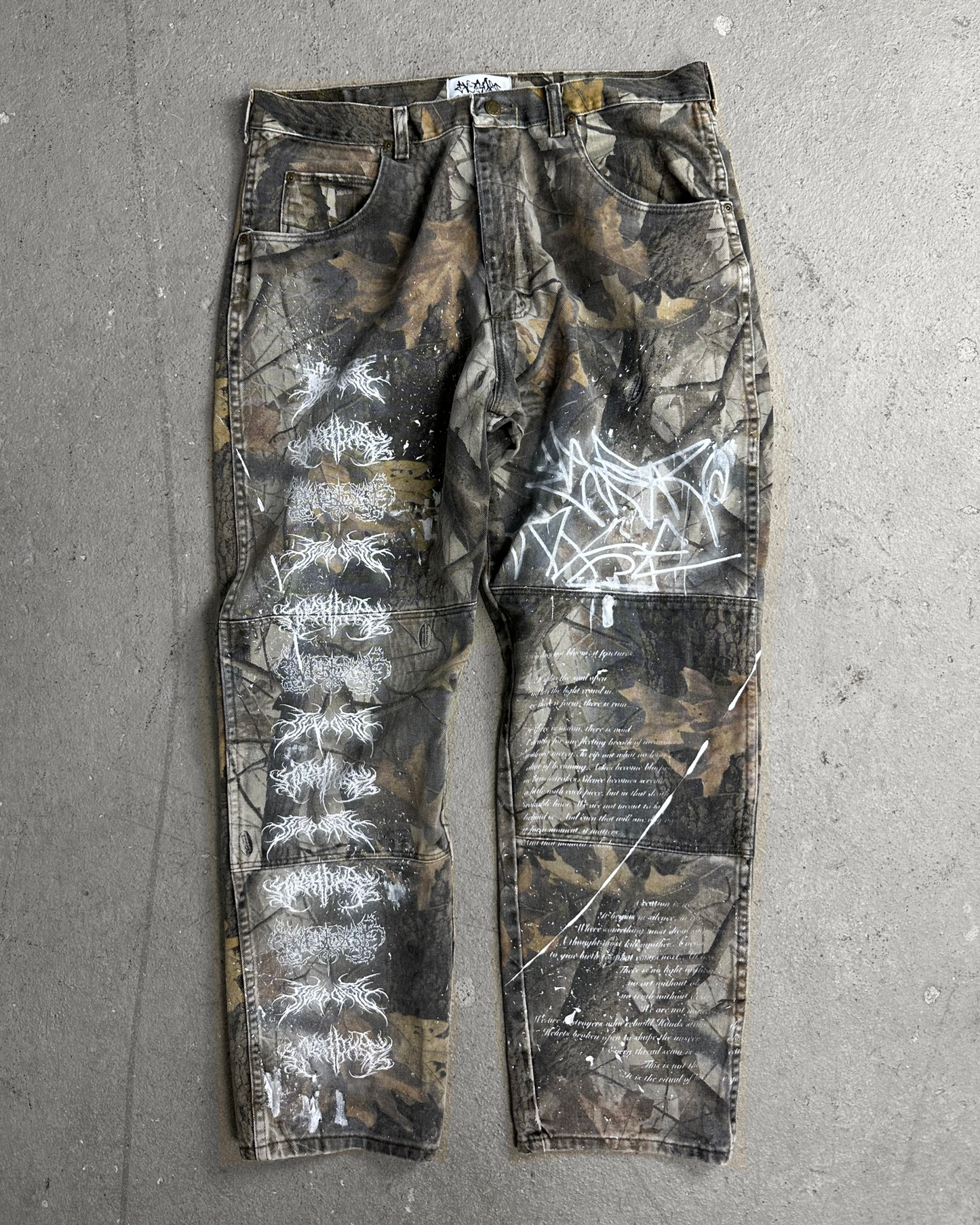 1of1 real-tree OVERDXSE CAMO DENIM size 36x32 // width:45cm length:105cm