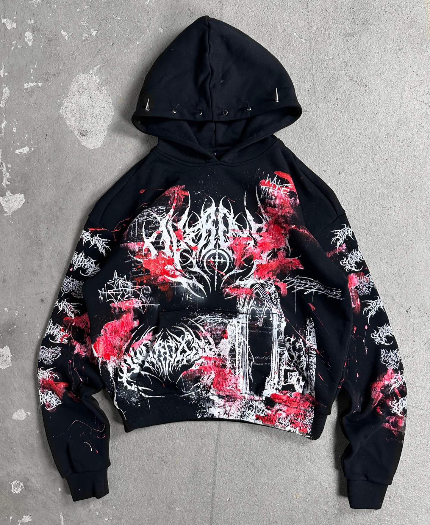 1of1 spiked BLOODY OVERDXSE HOODIE size S