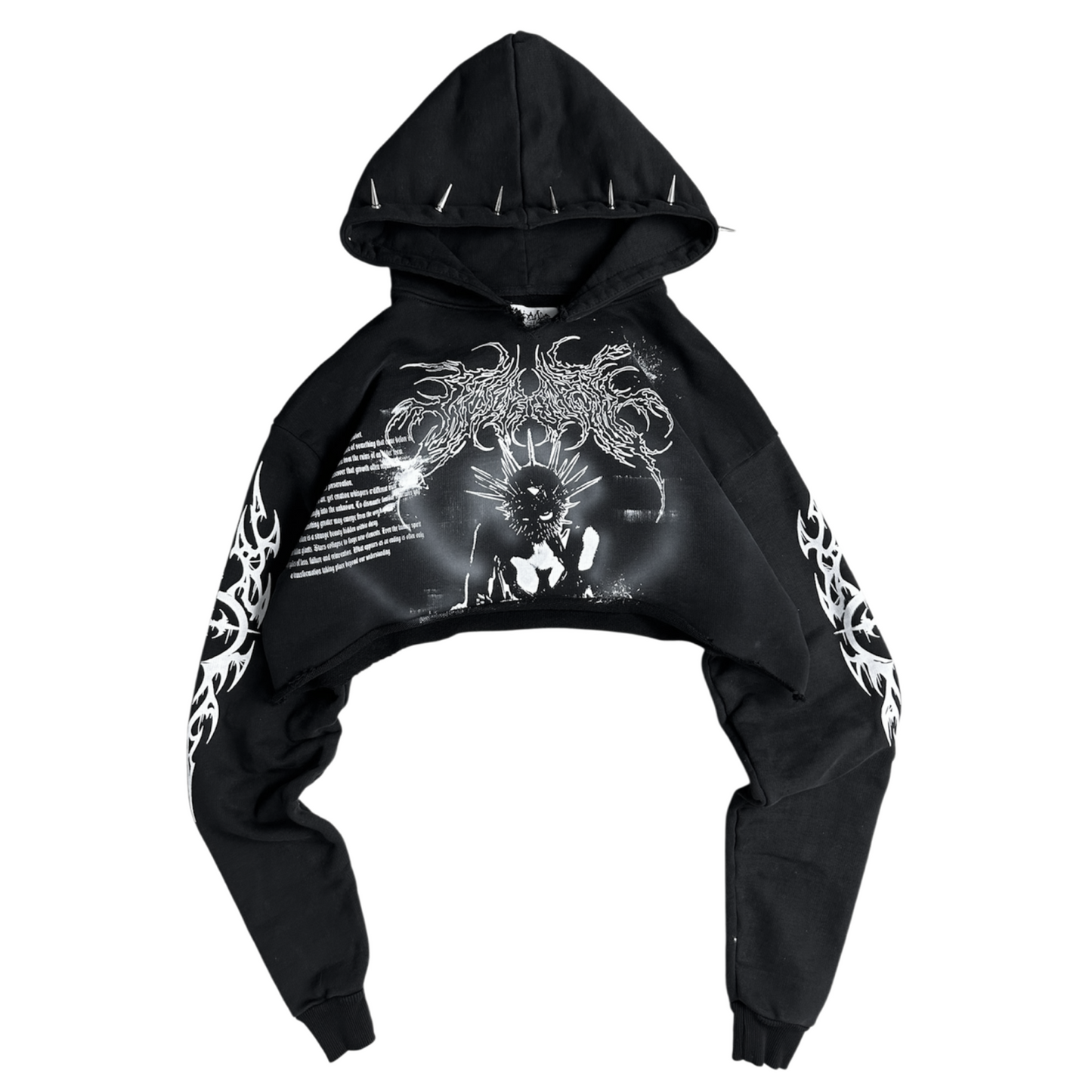 1of1 cropped spiked OVERDXSE HOODIE size S – OVERDXSE CLOTHING