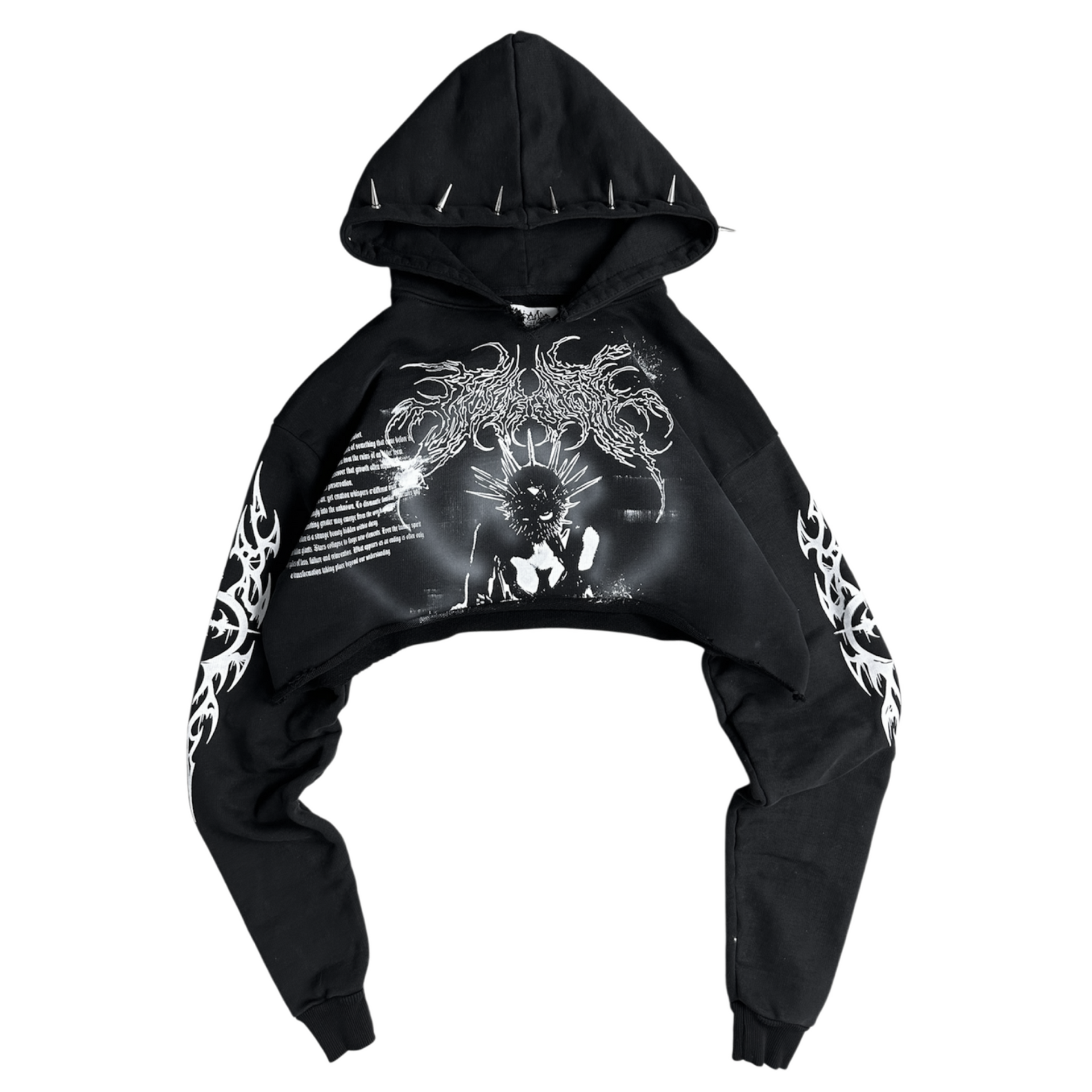 1of1 cropped spiked OVERDXSE HOODIE size S – OVERDXSE CLOTHING