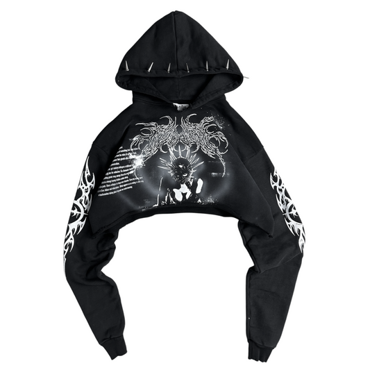 1of1 cropped spiked OVERDXSE HOODIE size S