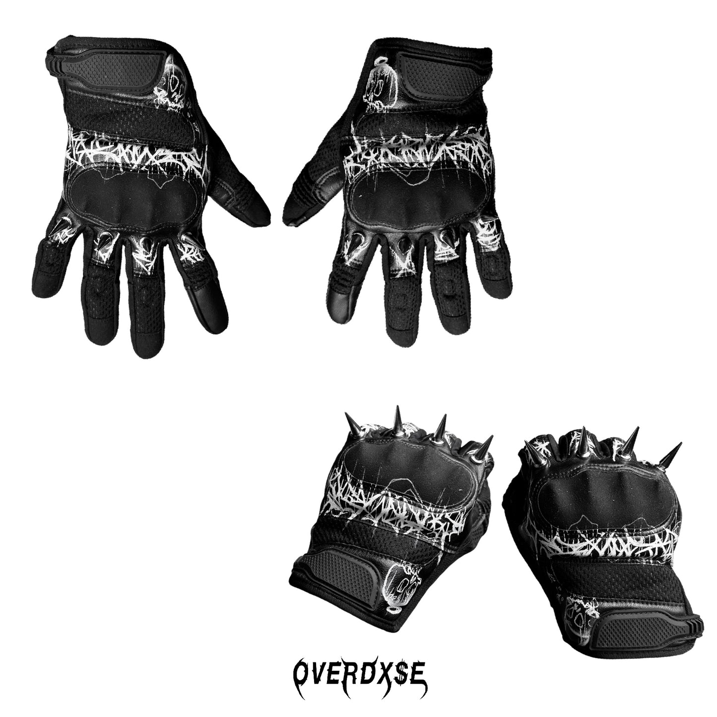 1of1 spiked OVERDXSE BIKER GLOVES size XL