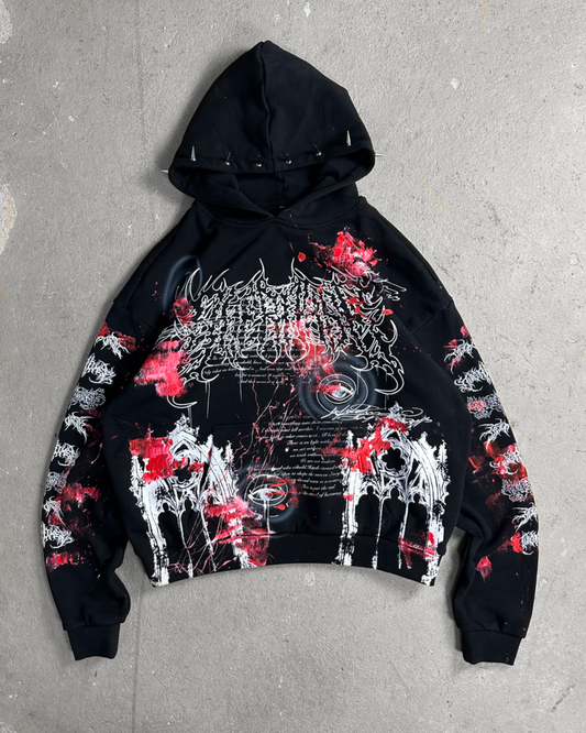 1of1 spiked BLOODY OVERDXSE HOODIE size XXL