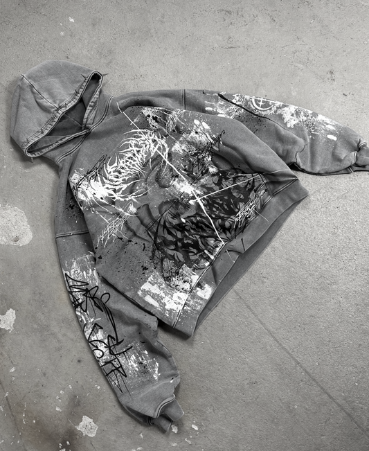 1of1 stone washed spiked OVERDXSE HOODIE size L