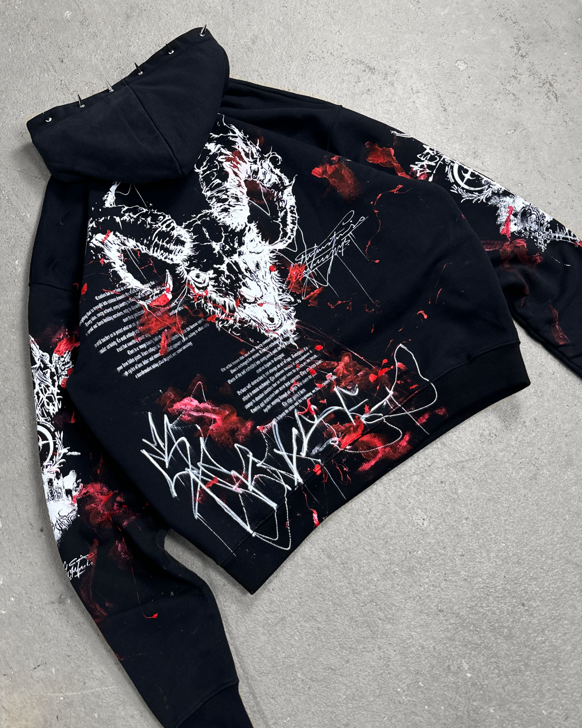 1of1 spiked BLOODY OVERDXSE HOODIE size XXL