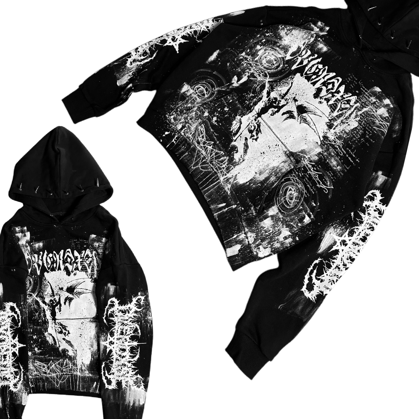 1of1 spiked OVERDXSE HOODIE size XL