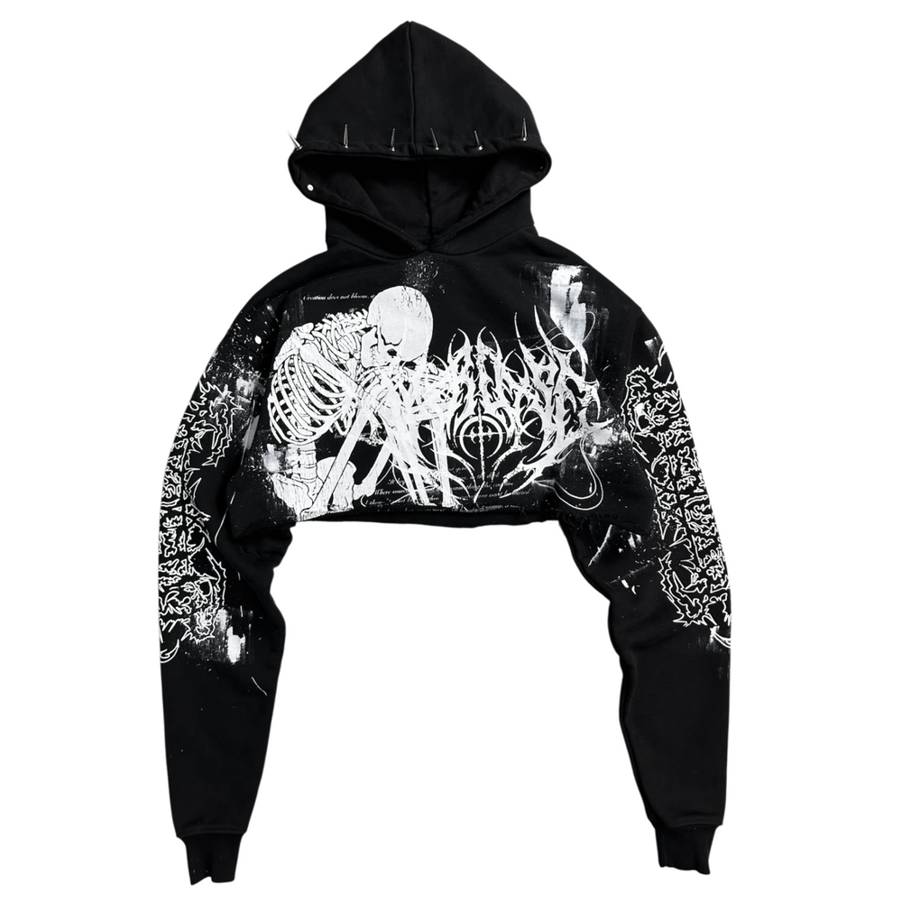 1of1 spiked cropped OVERDXSE HOODIE size S
