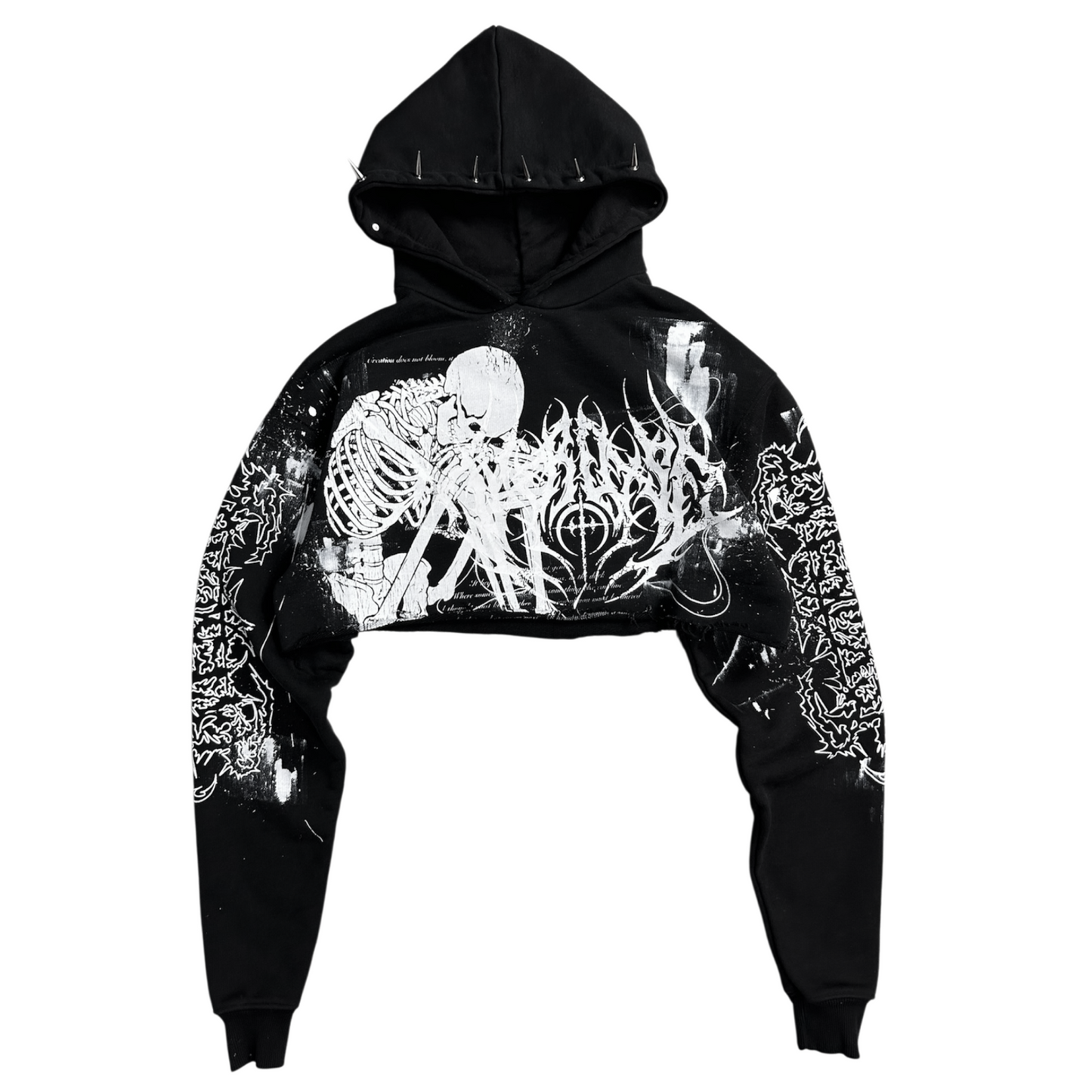 1of1 spiked cropped OVERDXSE HOODIE size S