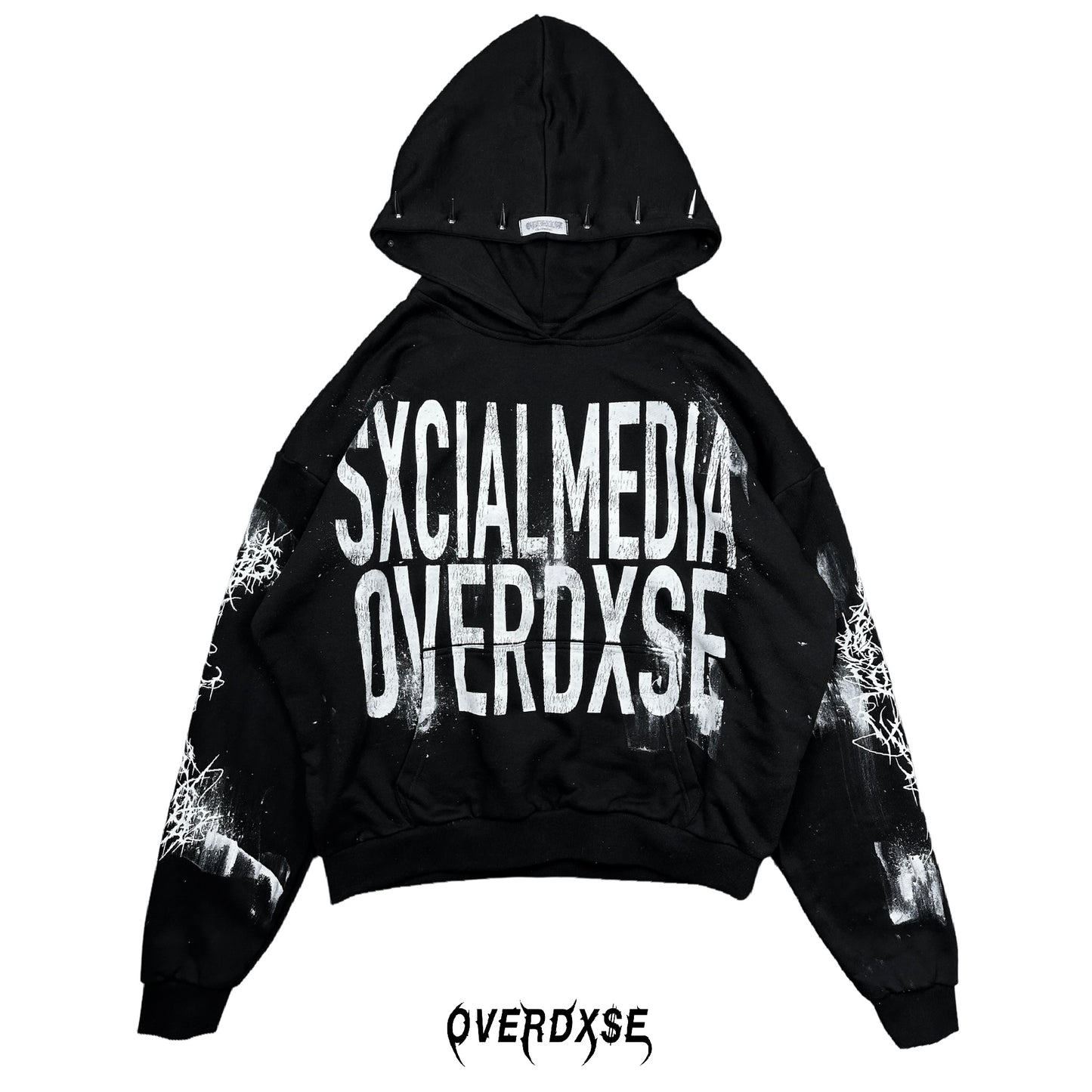 limited spiked “SXCIALMEDIA OVERDXSE” HOODIE all sizes