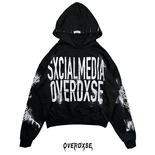 limited spiked “SXCIALMEDIA OVERDXSE” HOODIE all sizes