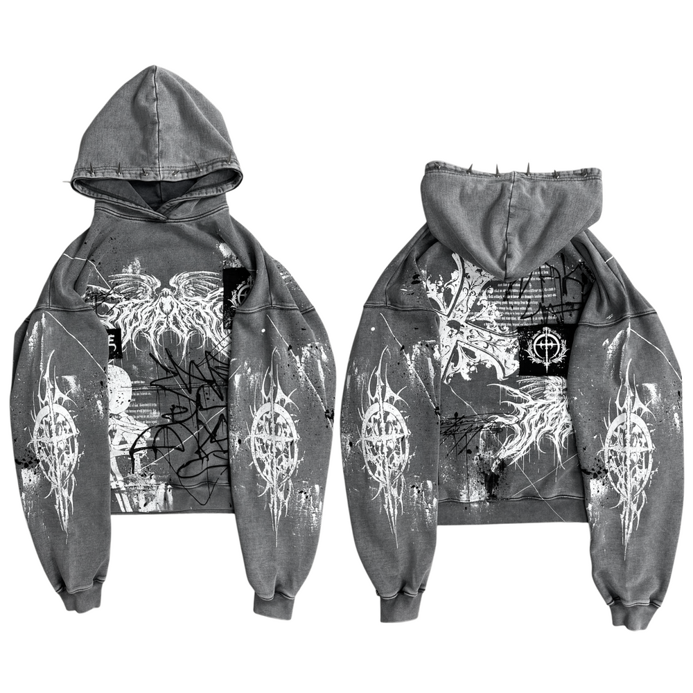 1of1 Stone washed spiked OVERDXSE HOODIE size L