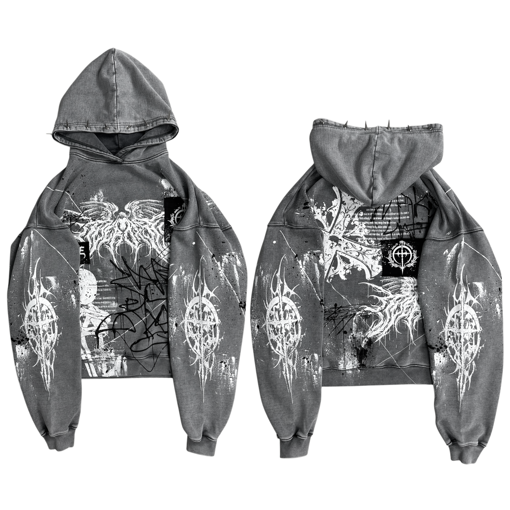 1of1 Stone washed spiked OVERDXSE HOODIE size L