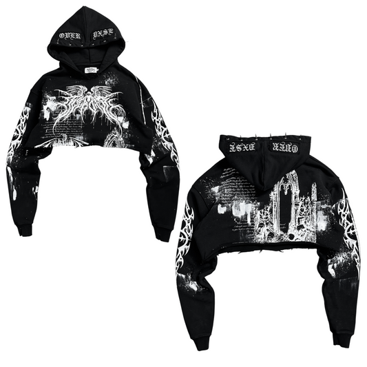 1of1 cropped spiked OVERDXSE HOODIE size L