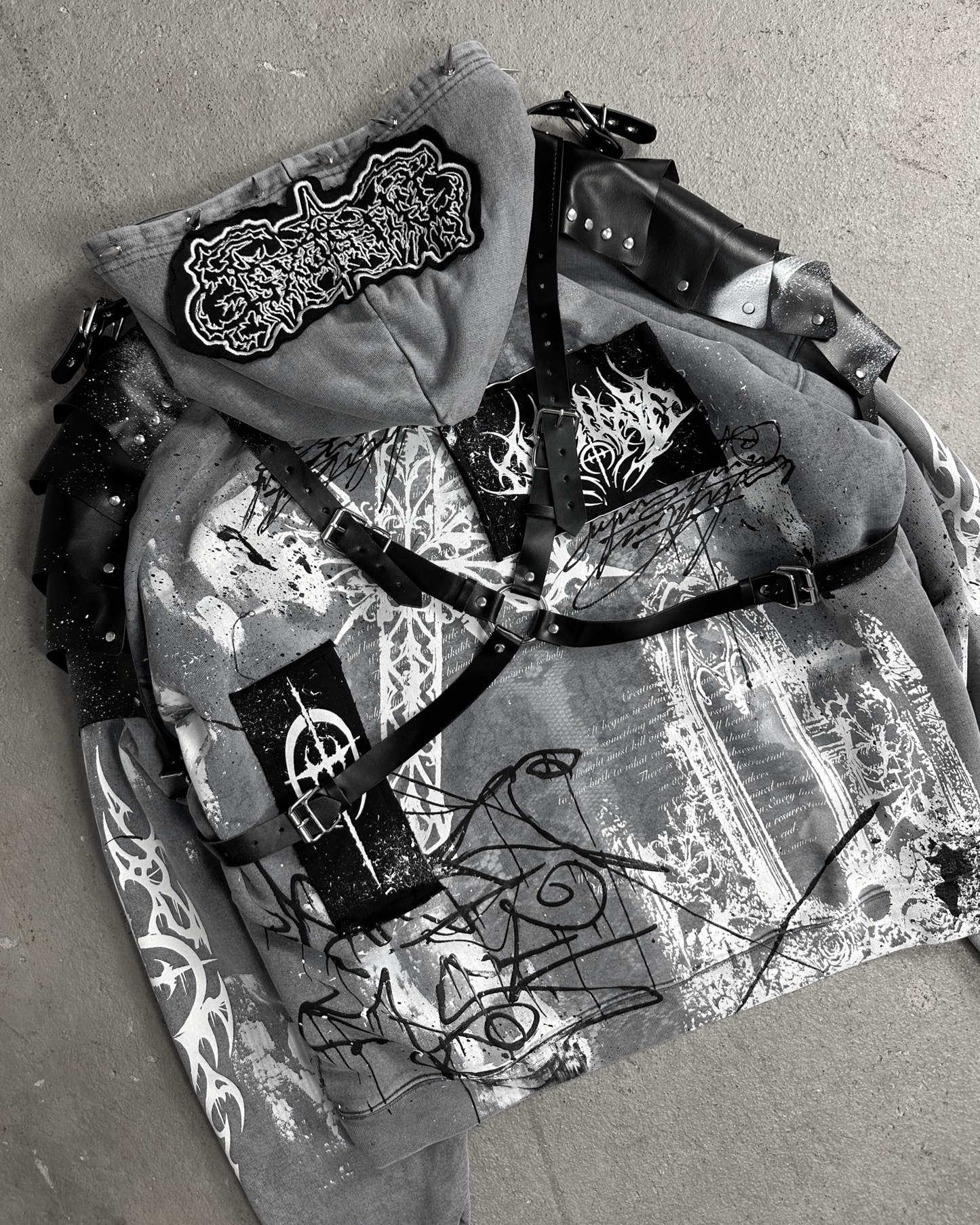1of1 spiked OVERDXSE ARMOR HOODIE size L