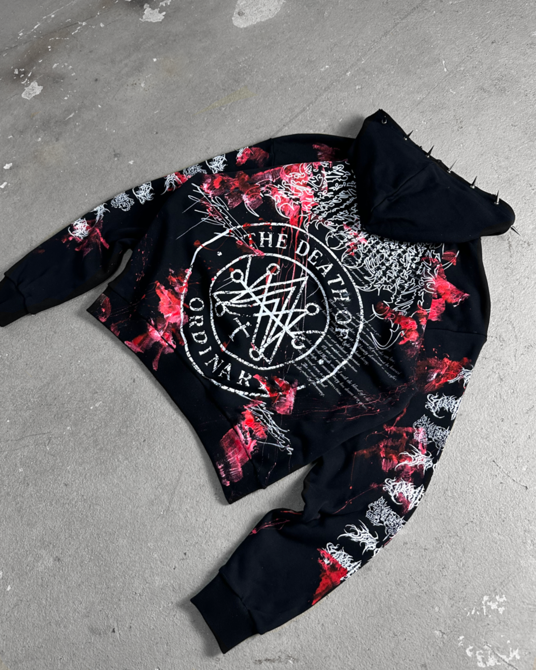 1of1 spiked BLOODY OVERDXSE HOODIE size L