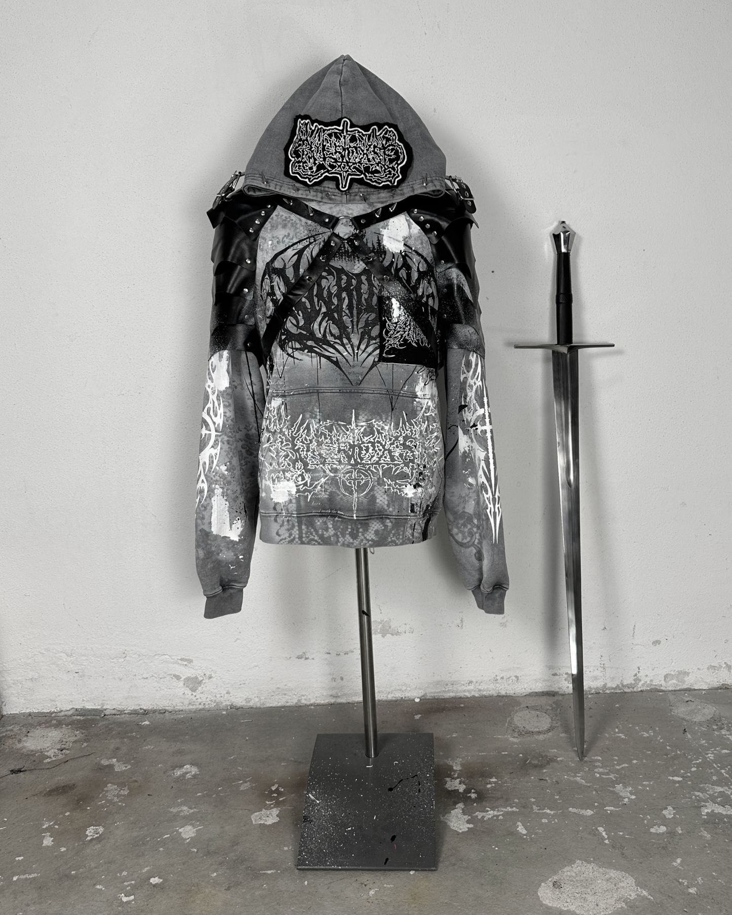 1of1 spiked OVERDXSE ARMOR HOODIE size L