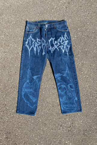 1of1 OVERDXSE x LEVIS 501 DISTRESSED DENIM W36 L32 OVERDXSE CLOTHING